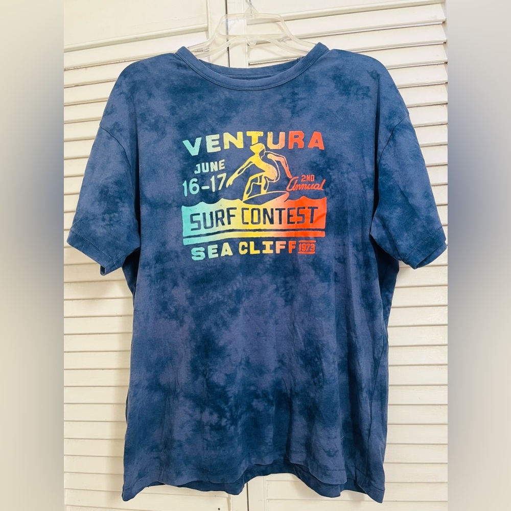 OLD NAVY Soft Wash tie dye Navy Blue Surf Contest Tee